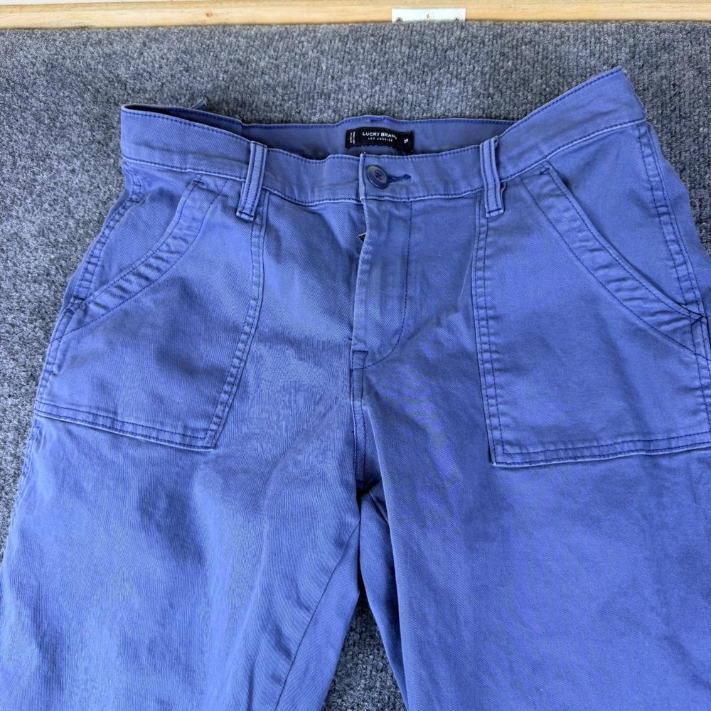 Lucky Brand Cropped Pants Womens 33x26 Blue Cotton Pockets Casual Straight Leg